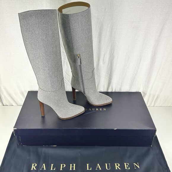 Ralph Lauren Shoes - Ralph Lauren Purple label Brently Knee High Gray Heeled Boots EU37.5 US 7 NIB